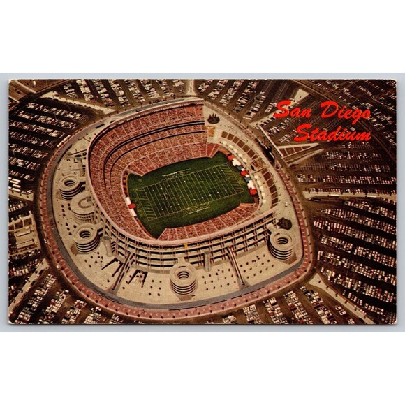 Vintage San Diego Stadium Aerial Postcard Mission Valley Jack Murphy Qualcomm
